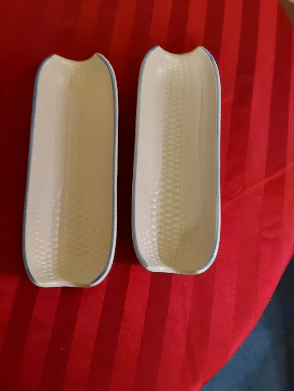 Two Vintage Pfaltzgraff Corn-On-The-Cob Holders, 1970s Pottery USA